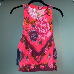 Floral Free People Side Tie Pink Blouse